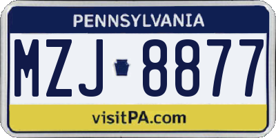 PA license plate MZJ8877