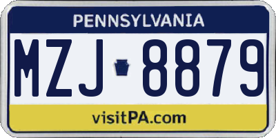 PA license plate MZJ8879