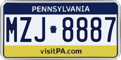 PA license plate MZJ8887
