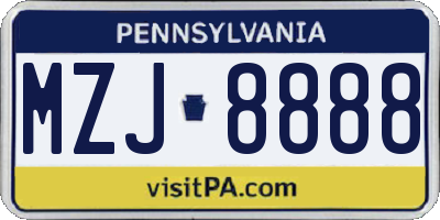 PA license plate MZJ8888