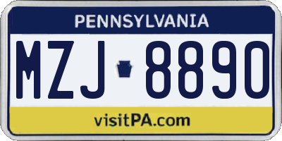 PA license plate MZJ8890