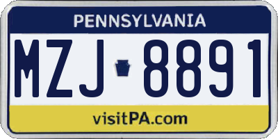 PA license plate MZJ8891