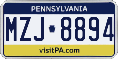 PA license plate MZJ8894