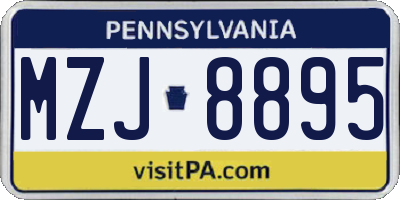PA license plate MZJ8895