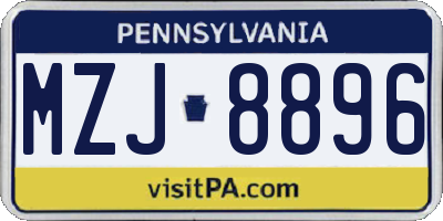 PA license plate MZJ8896