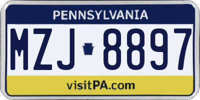 PA license plate MZJ8897