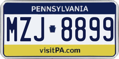 PA license plate MZJ8899