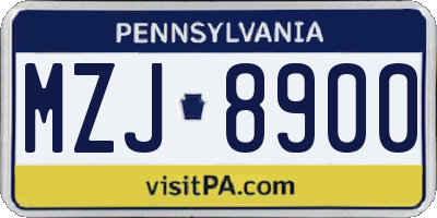 PA license plate MZJ8900