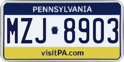 PA license plate MZJ8903