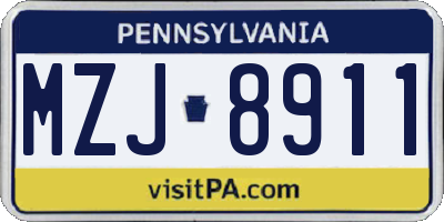 PA license plate MZJ8911