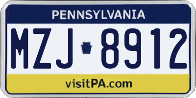 PA license plate MZJ8912