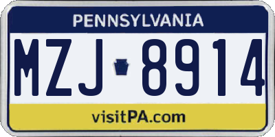PA license plate MZJ8914