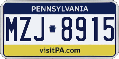 PA license plate MZJ8915