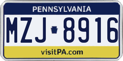 PA license plate MZJ8916