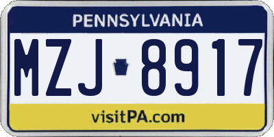 PA license plate MZJ8917