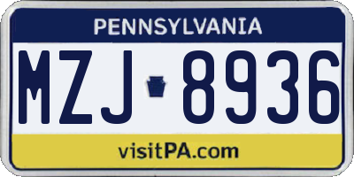 PA license plate MZJ8936