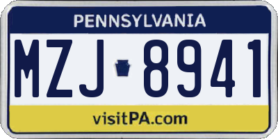 PA license plate MZJ8941