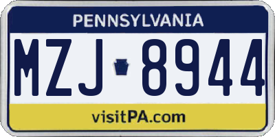 PA license plate MZJ8944