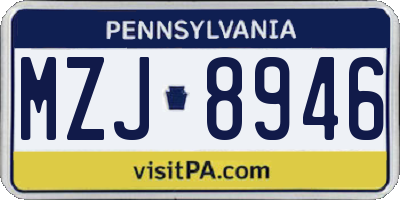 PA license plate MZJ8946