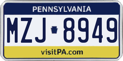 PA license plate MZJ8949