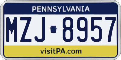 PA license plate MZJ8957