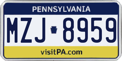PA license plate MZJ8959