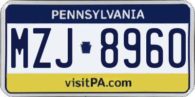 PA license plate MZJ8960