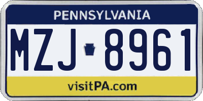 PA license plate MZJ8961