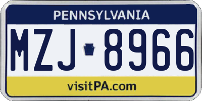 PA license plate MZJ8966