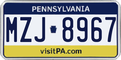 PA license plate MZJ8967