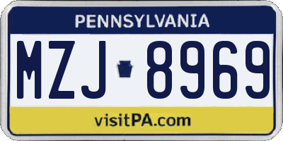 PA license plate MZJ8969