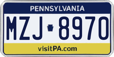 PA license plate MZJ8970