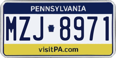 PA license plate MZJ8971