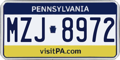 PA license plate MZJ8972