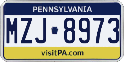 PA license plate MZJ8973