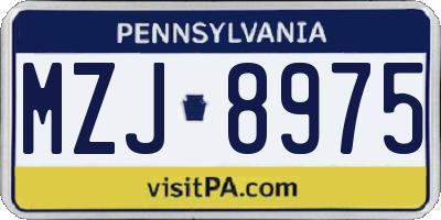 PA license plate MZJ8975