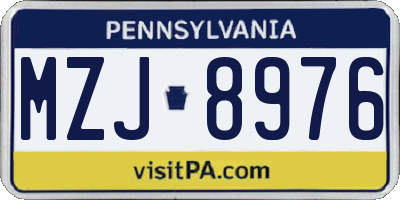 PA license plate MZJ8976