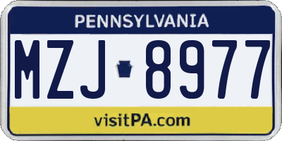 PA license plate MZJ8977