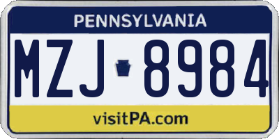 PA license plate MZJ8984