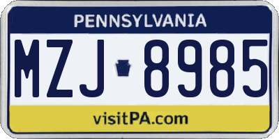 PA license plate MZJ8985