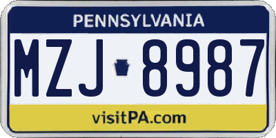 PA license plate MZJ8987