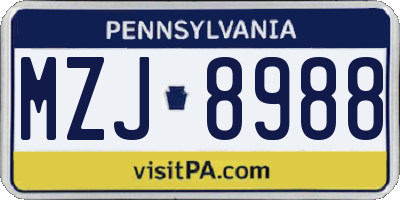 PA license plate MZJ8988