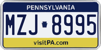 PA license plate MZJ8995