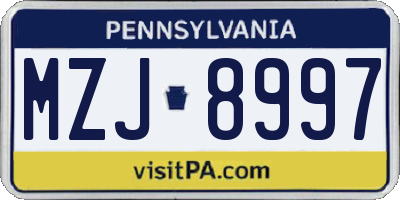 PA license plate MZJ8997