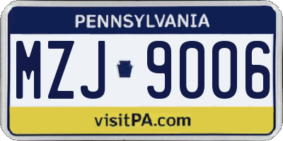 PA license plate MZJ9006