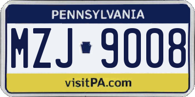 PA license plate MZJ9008