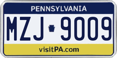 PA license plate MZJ9009