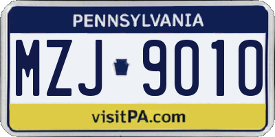 PA license plate MZJ9010