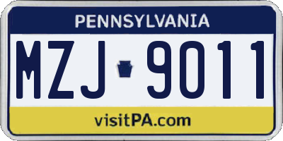 PA license plate MZJ9011