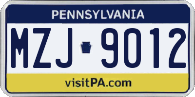 PA license plate MZJ9012